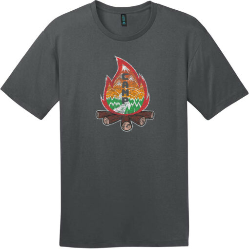 Campfire and Mountains Vintage T-Shirt Charcoal - US Custom Tees