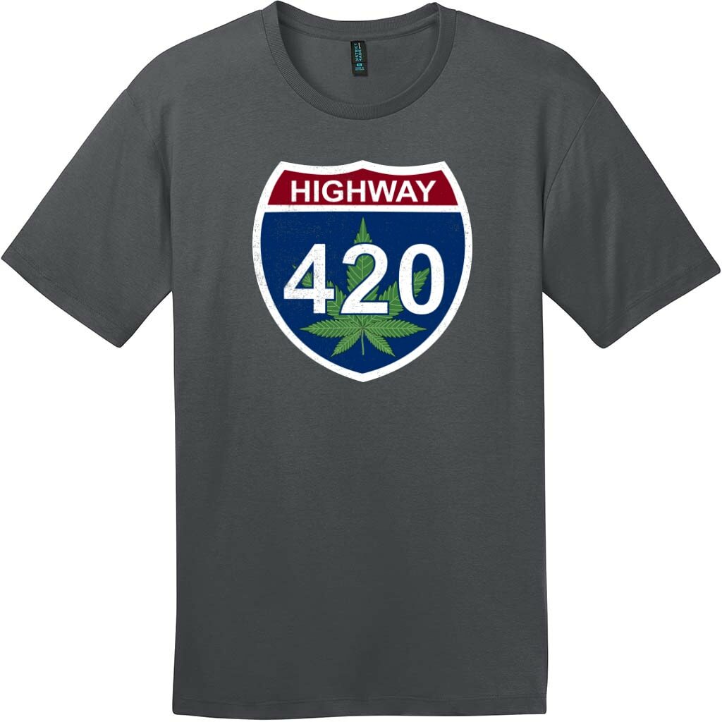Highway 420 Road Sign T-Shirt Charcoal - US Custom Tees