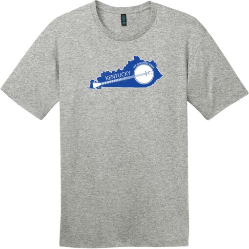 Kentucky State Shaped Banjo T-Shirt Heathered Steel - US Custom Tees