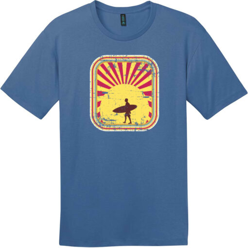 Surfer In The Retro Sunset  T-Shirt Maritime Blue - US Custom Tees