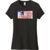 American Flag Distressed Faded Women's T-Shirt Black - US Custom Tees