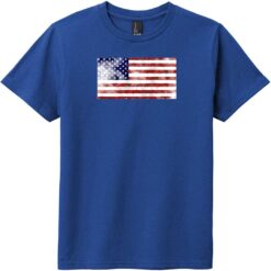 American Flag Distressed Faded Youth T-Shirt Deep Royal - US Custom Tees