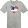 American Flag Heart T-Shirt Heathered Steel - US Custom Tees