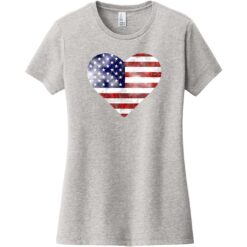 American Flag Heart Women's T-Shirt Light Heather Gray - US Custom Tees