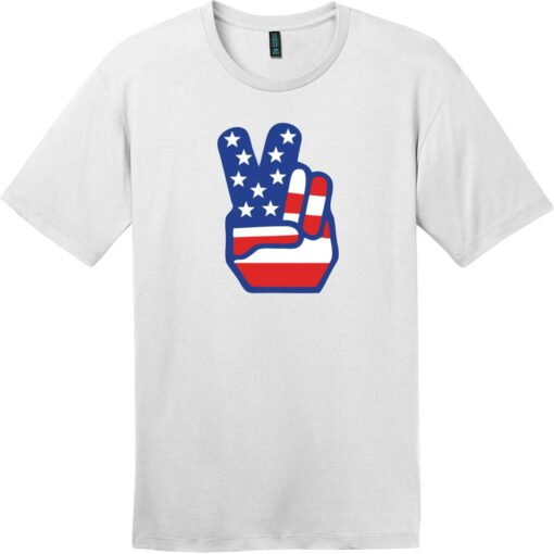 American Flag Peace Hands T-Shirt Bright White - US Custom Tees