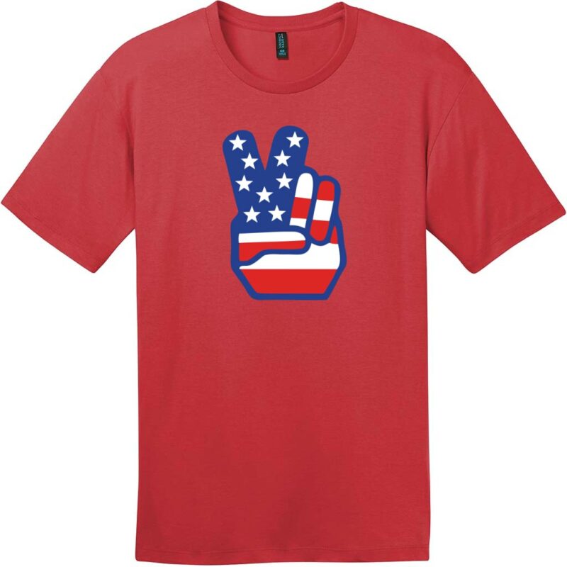 American Flag Peace Hands T-Shirt Classic Red - US Custom Tees