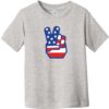 American Flag Peace Hands Toddler T-Shirt Heather Gray - US Custom Tees