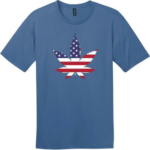 American Flag Pot Leaf T-Shirt Maritime Blue - US Custom Tees