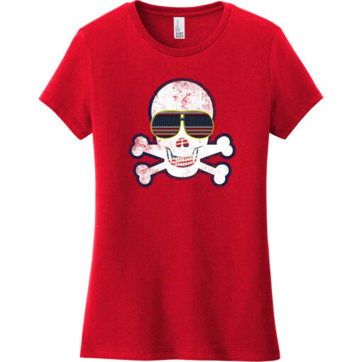 American Flag Sunglasses Retro Skull Women's T-Shirt Classic Red - US Custom Tees