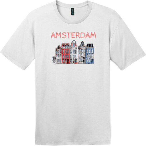 Amsterdam Holland Leaning Houses T-Shirt Bright White - US Custom Tees
