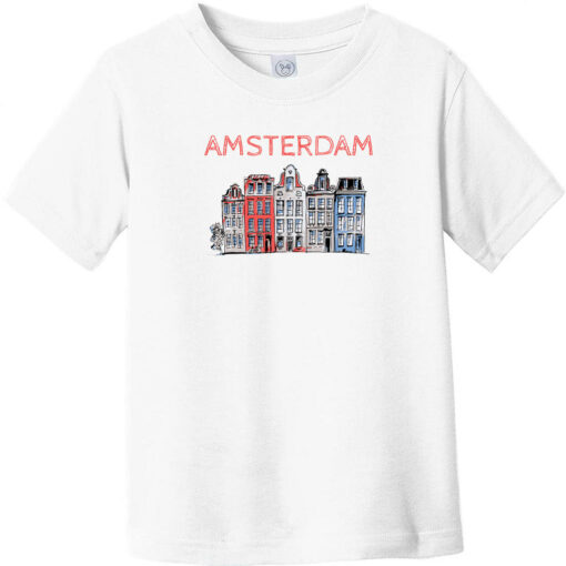 Amsterdam Holland Leaning Houses Toddler T-Shirt White - US Custom Tees