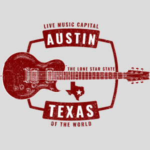Austin Texas Guitar Live Music Capital Design - US Custom Tees