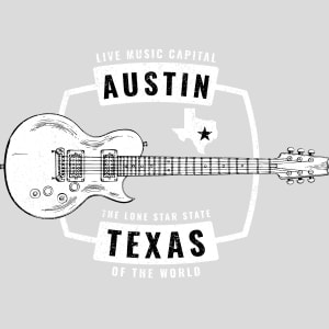 Austin Texas Live Music Capital Guitar Design - US Custom Tees