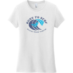 Born To Surf Ride The Wave Women's T-Shirt White - US Custom Tees