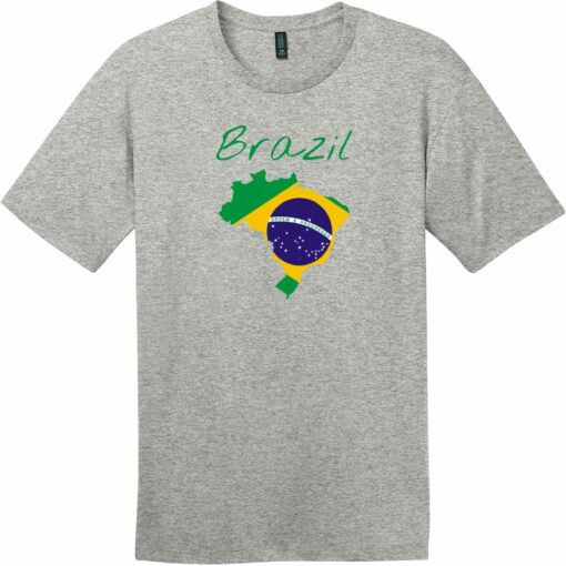 Brazil Country Flag T-Shirt Heathered Steel - US Custom Tees