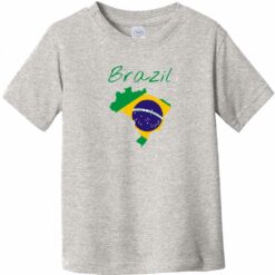 Brazil Country Flag Toddler T-Shirt Heather Gray - US Custom Tees