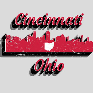 Cincinnati Ohio Skyline Distressed Design - US Custom Tees