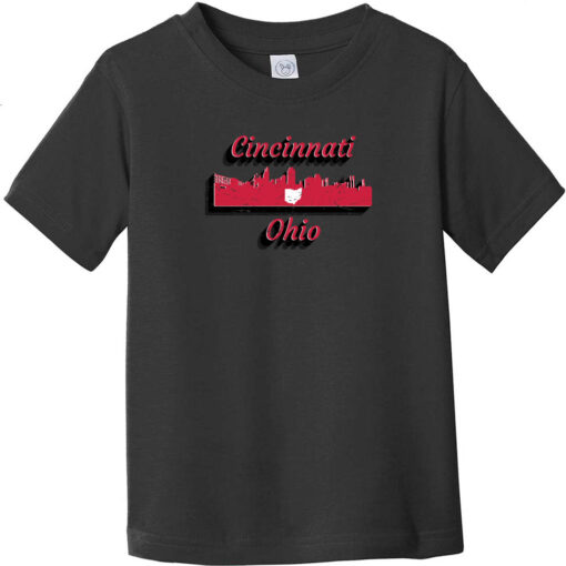 Cincinnati Ohio Skyline Distressed Toddler T-Shirt Black - US Custom Tees