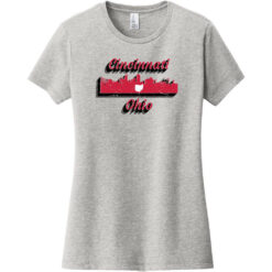 Cincinnati Ohio Skyline Distressed Women's T-Shirt Light Heather Gray - US Custom Tees