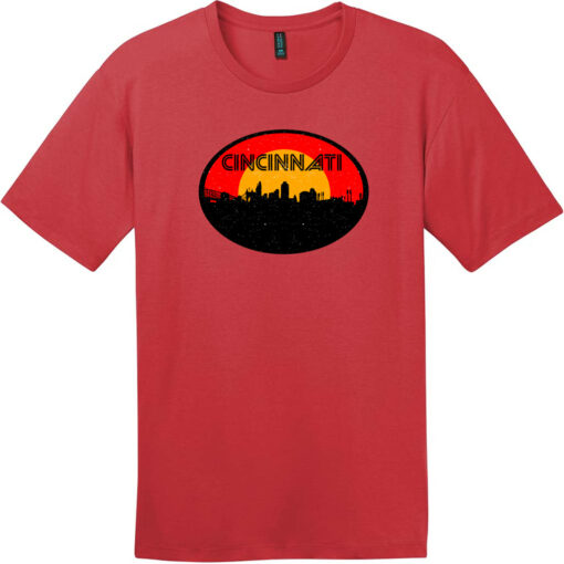 Cincinnati Ohio Skyline Retro T-Shirt Classic Red - US Custom Tees