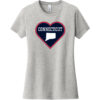 Connecticut Heart State Women's T-Shirt Light Heather Gray - US Custom Tees
