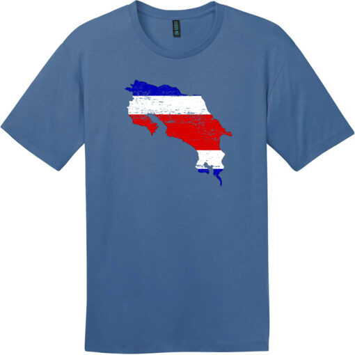 Costa Rica Country Shape Flag T-Shirt Maritime Blue - US Custom Tees