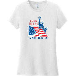 God Bless America Statue Of Liberty Women's T-Shirt White - US Custom Tees