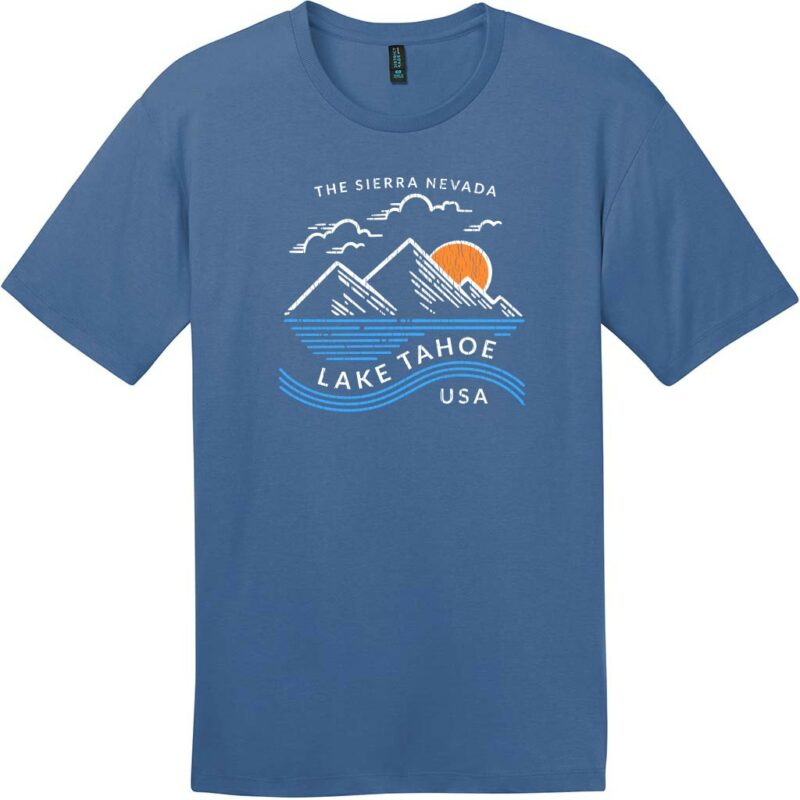 Lake Tahoe Sierra Nevada Mountain T-Shirt Maritime Blue - US Custom Tees