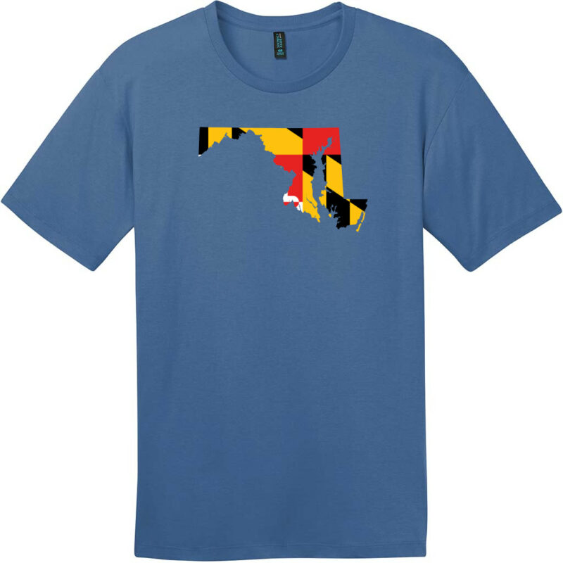 Maryland State Shaped Flag T-Shirt Maritime Blue - US Custom Tees