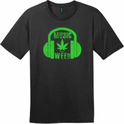 Music And Weed Headphone T-Shirt Jet Black - US Custom Tees