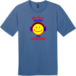 Music Makes Me Happy T-Shirt Maritime Blue - US Custom Tees