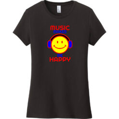 Music Makes Me Happy Women's T-Shirt Black - US Custom Tees