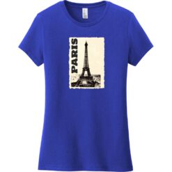 Paris Eiffel Tower Retro Design Women's T-Shirt Deep Royal - US Custom Tees