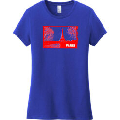 Paris France Eiffel Tower Women's T-Shirt Deep Royal - US Custom Tees