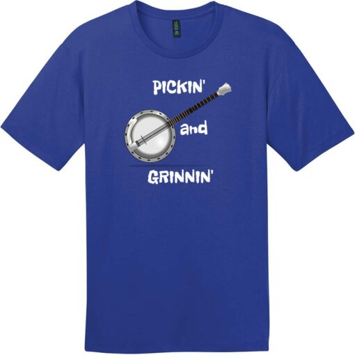 Pickin And Grinnin Banjo T-Shirt Deep Royal - US Custom Tees