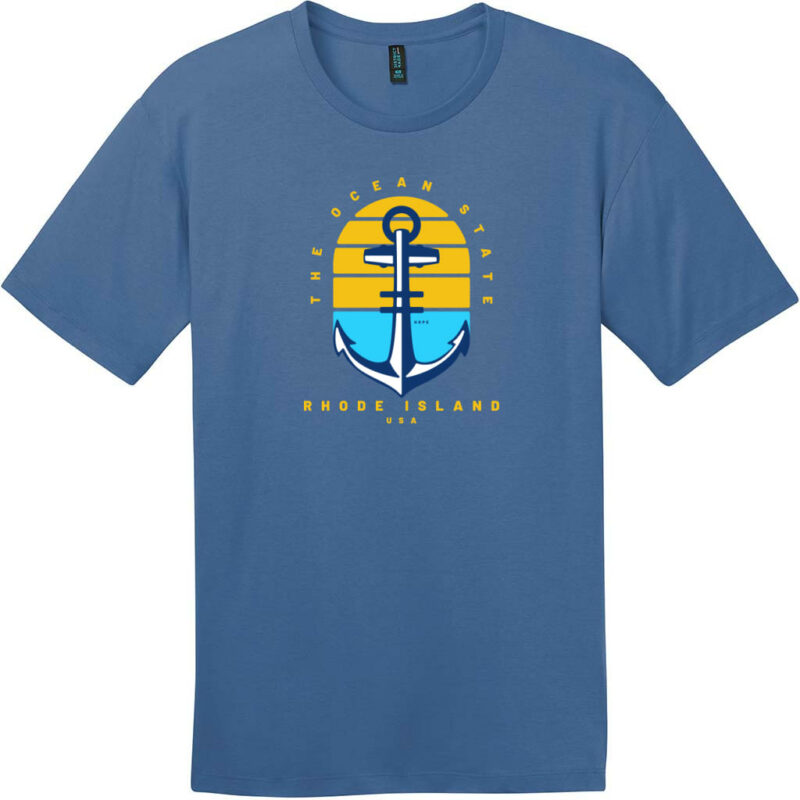 Rhode Island Ocean State Anchor T-Shirt Maritime Blue - US Custom Tees