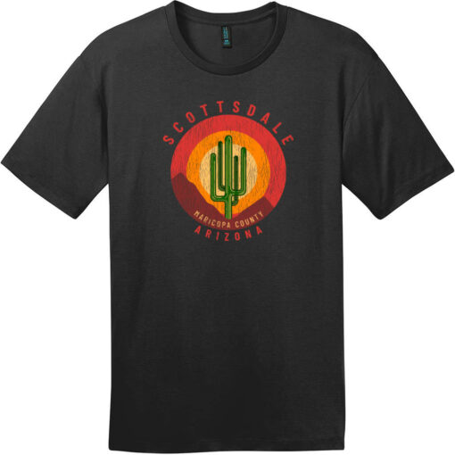 Scottsdale Arizona Cactus Mountains Retro T-Shirt Jet Black - US Custom Tees