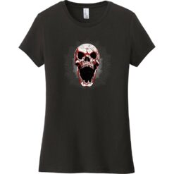 Screaming Grunge Skull Women's T-Shirt Black - US Custom Tees
