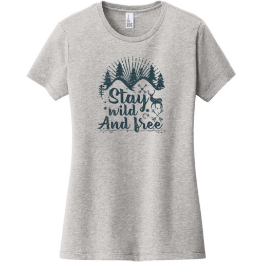Stay Wild And Free Outdoors Women's T-Shirt Light Heather Gray - US Custom Tees