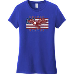 United States Flag Eagle Vintage Women's T-Shirt Deep Royal - US Custom Tees