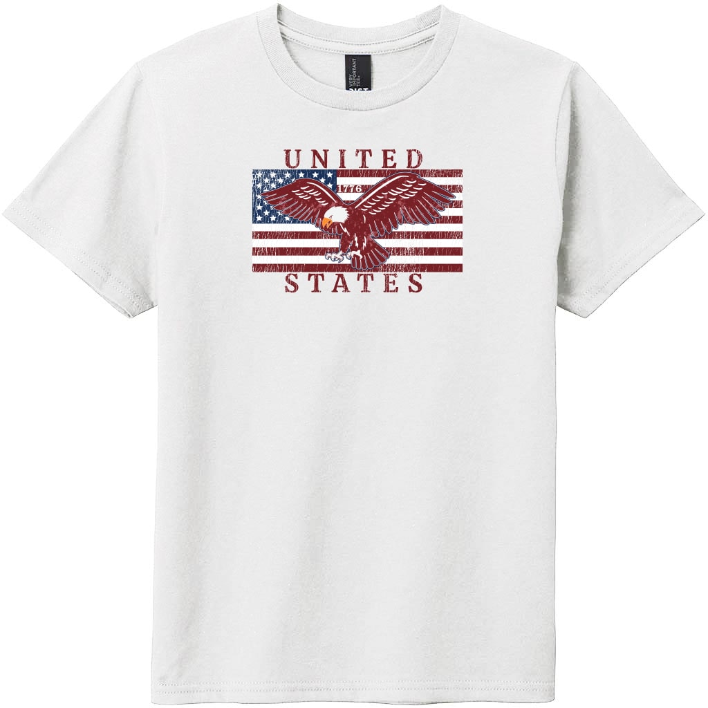 United States Flag Eagle Vintage Youth T-Shirt White - US Custom Tees
