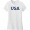 USA Stars And Stripes Lettering Women's T-Shirt White - US Custom Tees
