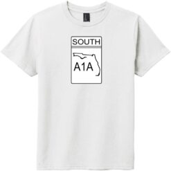A1A South Road Sign Youth T-Shirt White - US Custom Tees