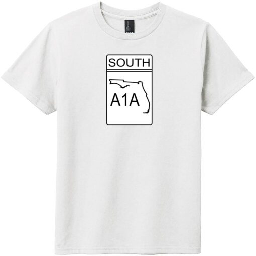 A1A South Road Sign Youth T-Shirt White - US Custom Tees