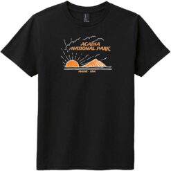 Acadia National Park Mountain To Sea Youth T-Shirt Black - US Custom Tees