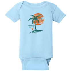 Amelia Island Palm Tree Baby One Piece Light Blue - US Custom Tees