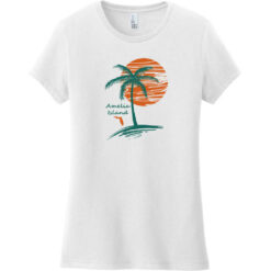 Amelia Island Palm Tree Women's T-Shirt White - US Custom Tees