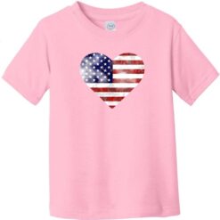 American Flag Heart Toddler T-Shirt Light Pink - US Custom Tees