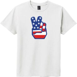 American Flag Peace Hands Youth T-Shirt White - US Custom Tees
