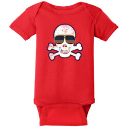 American Flag Sunglasses Retro Skull Baby One Piece Red - US Custom Tees